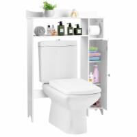 Costway Wood Over the Toilet Storage Cabinet Bathroom Space Saver w/Paper Holder & Shelf