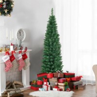5' Christmas Tree PVC Artificial Holiday Decor Slim Pencil Tree Metal Stand