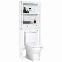 Costway Over the Toilet Storage Rack Bathroom Space Saver w/ 2 Open Shelves & Drawers