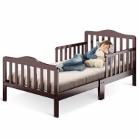Costway Kids Toddler Wood Bed Bedroom Furniture w/ Guardrails Black\Brown\Grey\ White Brown