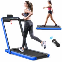 SuperFit 2.25HP 2 in 1 Dual Display Folding Treadmill Jogging Machine W/APP Control Dual Disp