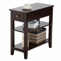 Gymax 3 Tier Nightstand Bedside Table Sofa Side End Table w/Double Shelves Drawer Brown