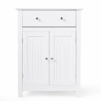 Gymax Bathroom Storage Cabinet Free Standing Large Drawer W/Adjustable Shelf White