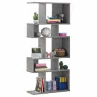 5 Cubes Ladder Shelf Freestanding Corner Bookshelf Display Rack Bookcase Gray