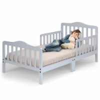 Costway Kids Toddler Wood Bed Bedroom Furniture w/ Guardrails Black\Brown\Grey\ White Gray