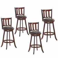 Costway Set of 4 29.5'' Swivel Bar Stool Leather Padded Dining Kitchen Pub Bistro Chair Low
