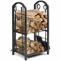 Fireplace Log Rack with 4 Tools Set Fireside Firewood Holders Indoor Outdoor