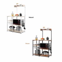 Costway 4-Tier Vintage Kitchen Baker's Rack Utility Microwave Stand w/ Basket & 5 Hooks