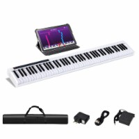 Costway 88 Keys Portable Digital Piano w/ Power Supply Sustain Pedal White