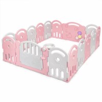Costway 20-Panel Baby Playpen Kids Activity Center Home w/Music Box & Basketball Hoop