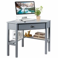 Corner Computer Desk Laptop Writing Table Workstation W/ Drawer & Shelves Brown/White/Gray