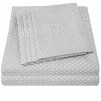 Sweet Home Collection | 6-Piece Printed Dots Microfiber Sheets, King, Gray
