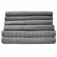 Sweet Home Collection | 4-Piece Embossed Stripe Microfiber Sheets, Twin, Silver Perspective: Main