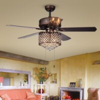 Warehouse of Tiffany CFL-8316RB 52 in. Pshita 3-Light Indoor Hand Pull Chain Ceiling Fan, Bro