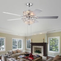 Warehouse of Tiffany CFL-8370CH 52 in. Catalina 6-Light Indoor Hand Pull Chain Ceiling Fan, C