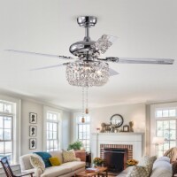 Warehouse of Tiffany CFL-8110CHA 49.2 in. Silver Indoor Hand Pull Chain Ceiling Fan with Ligh