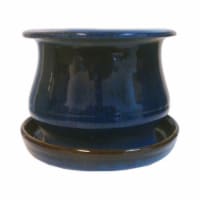 DB10020-06D 6 in. Blue Low Glazed Planter - Pack of 2