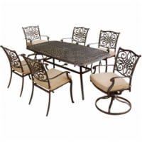 Traditions Outdoor Patio Dining Set - 7 Pieces (4 Dining, 2 Swivel Chairs, 38'' x 72'' Alumin