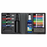 Low-Odor Dry Erase Marker- Eraser &amp; Cleaner- Chisel/Fine- 12/Set