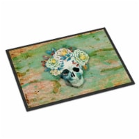 Day of the Dead Skull with Flowers Indoor or Outdoor Mat, 24 x 36 in.
