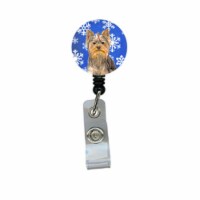 Winter Snowflakes Holiday Yorkie And Yorkshire Terrier Retractable Badge Reel