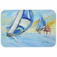 Sailboats And Middle Bay Lighthouse Glass Cutting Board, Large