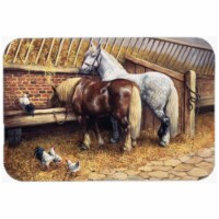 Horses Eating with the Chickens Glass Large Cutting Board