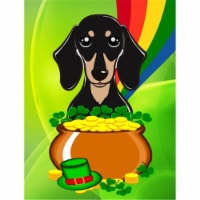 Smooth Black and Tan Dachshund St. Patricks Day Flag Garden