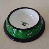 Dog Bowl, Green & White Dog Bones