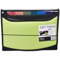 Soft Touch Padded Canvas Window Expanding File&#44; 13 Pockets&#44; Green