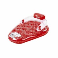 Strawberry Shaped Swimming Pool Inflatable Water Lounge, Red & White - 65 in.