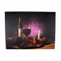 15.75 in. Battery Operated 1 LED Wine Country Candle Scene Canvas Wall