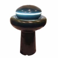 26 in. Lighted LED Green Mushroom Outdoor Garden Water Fountain