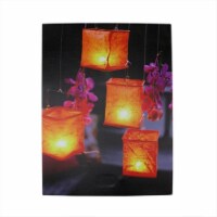 12 in. 4 LED Lighted Garden Lanterns With Flowers Canvas Wall Hanging