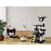 62 in. Black Cat Tree Condo Furniture