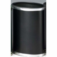 Sophisticates Black with Brushed Chrome Waste Basket with Bands and Black Bumper