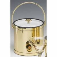 Mylar Polished Brass 3 Quart Ice Bucket with Bale Handle  Lucite Cover with Flat Knob