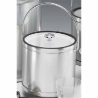 Mylar Brushed Chrome 3 Quart Ice Bucket with Bale Handle  Lucite Cover with Flat Knob