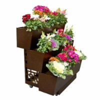 3TT36 3 Tiered Modern Platinum Rectangular Mobile Garden Cart Planter