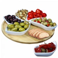 Modern 13.5 in. Lazy Susan Appetizer & Condiment Server Set with 6 Unique Design Serving Dish