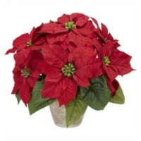 Poinsettia with Ceramic Vase Silk Flower Arrangement