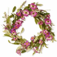 National Tree 20 in. Floral Wreath With Daisy & Lavender - Purple