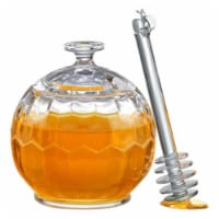HONEY Please Acrylic Honey Jar with Dripper, Clear