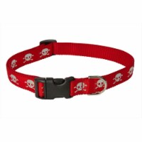 Reflective Skull Dog Collar, Red - Medium