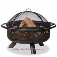 Oil Rubbed Bronze Outdoor Firebowl With Geometric Design