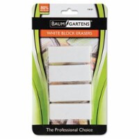 Block Pencil Erasers 4 Pack WHITE ()