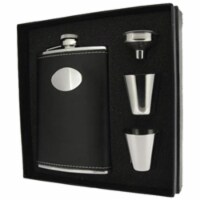 Eclipse Z Black Leather 8oz Lux Flask Gift Set