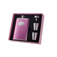 Pink Box Marilia Hot Pink Leatherette 8 oz Flask Gift Set