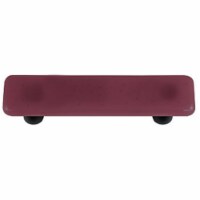 Light Plum Rectangle Glass Cabinet Pull - Black Post