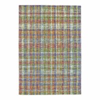Feizy St. Germaine 5' x 8' Glamorous Plaid Fabric Area Rug in Green/Orange